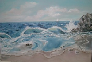 Рисую море, ещё одна версия . Масло 100/80 февраль 2014